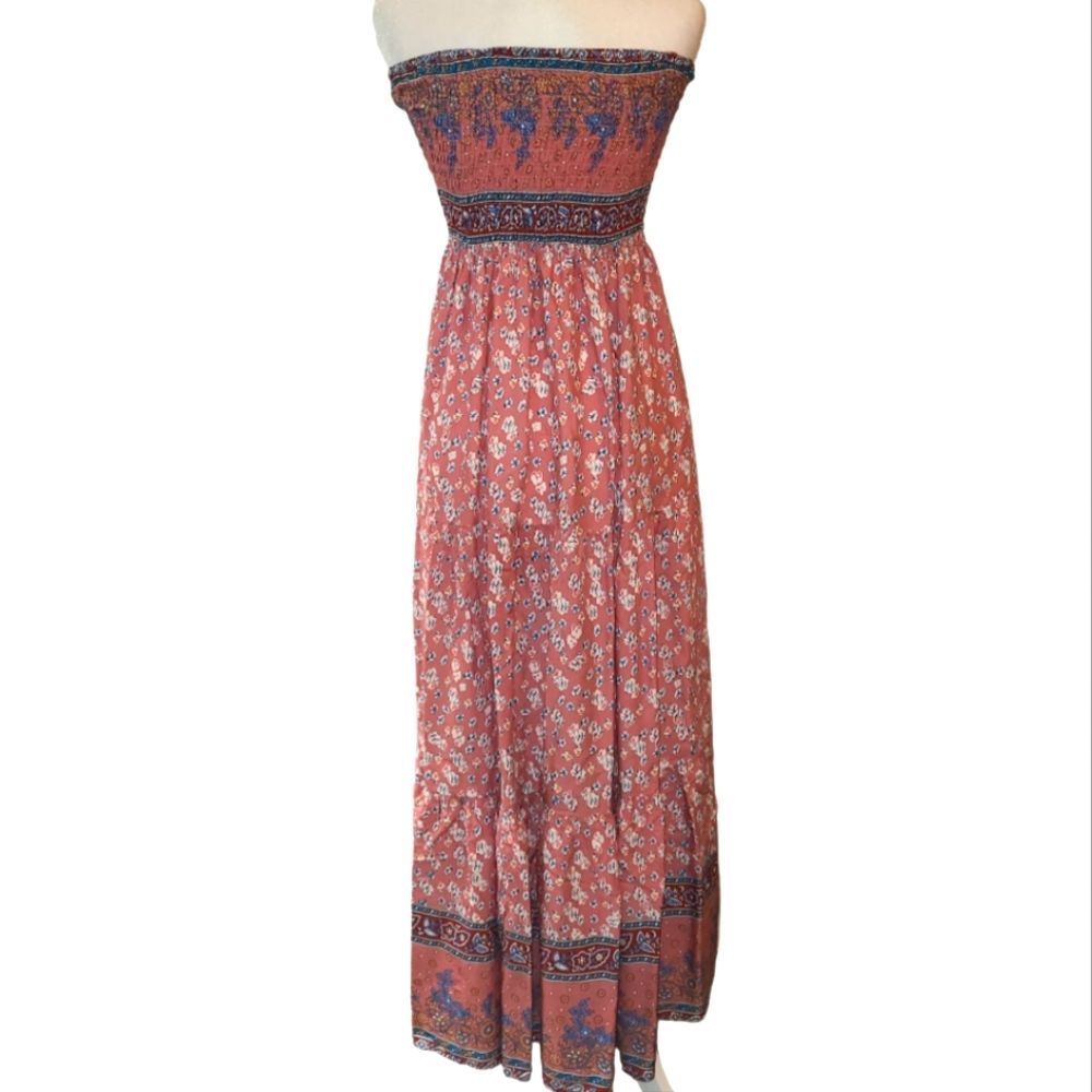 Floral Strapless Boho Maxi Dress - Picture 3 of 12